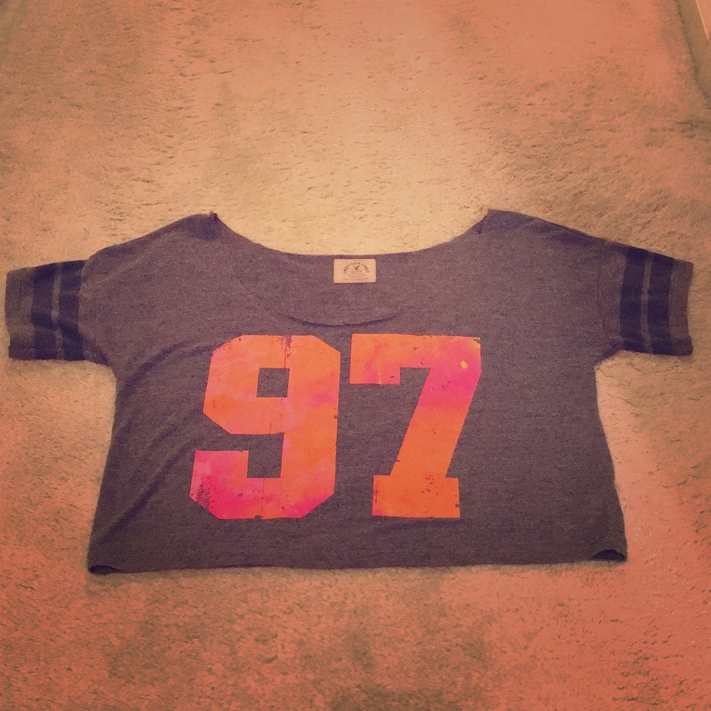 EUC Y2K American Eagle Varsity Crop Top Gray XS